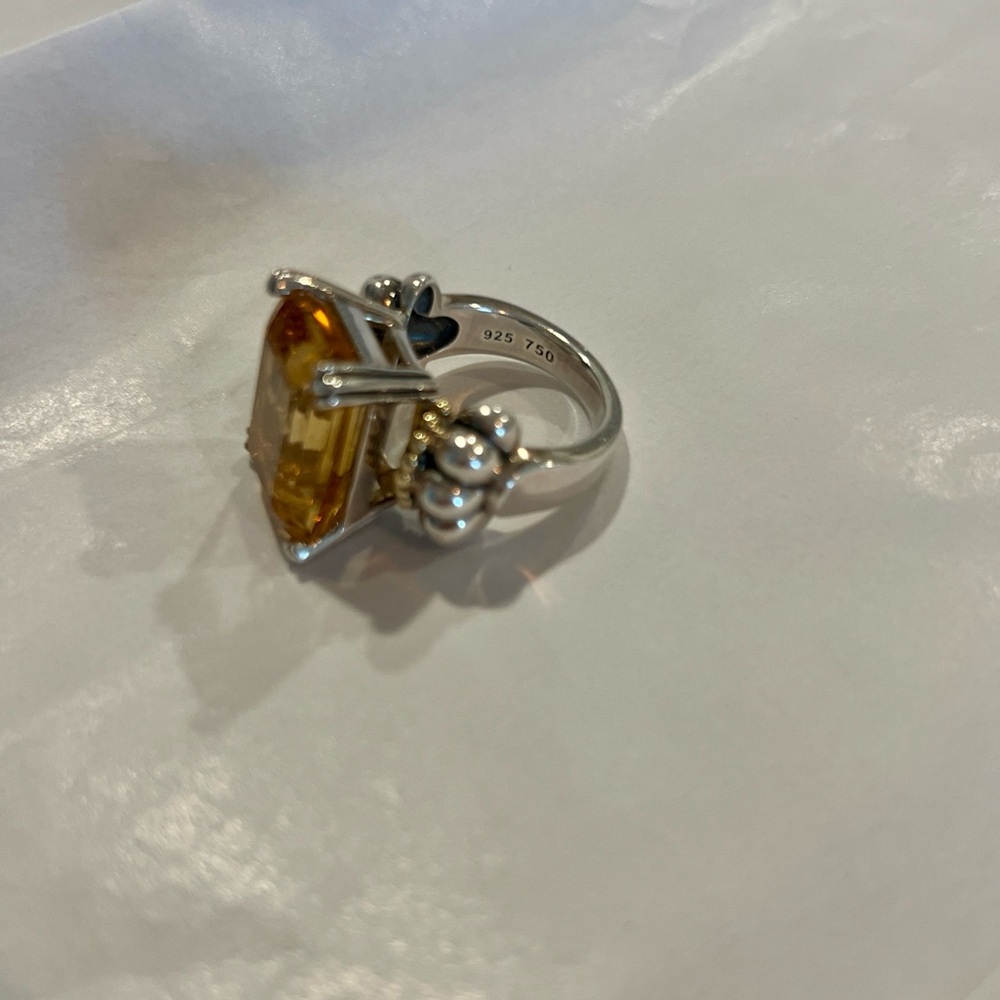 Lagos Silver and Gold Ring with Citrine Stone - Picture 6 of 6